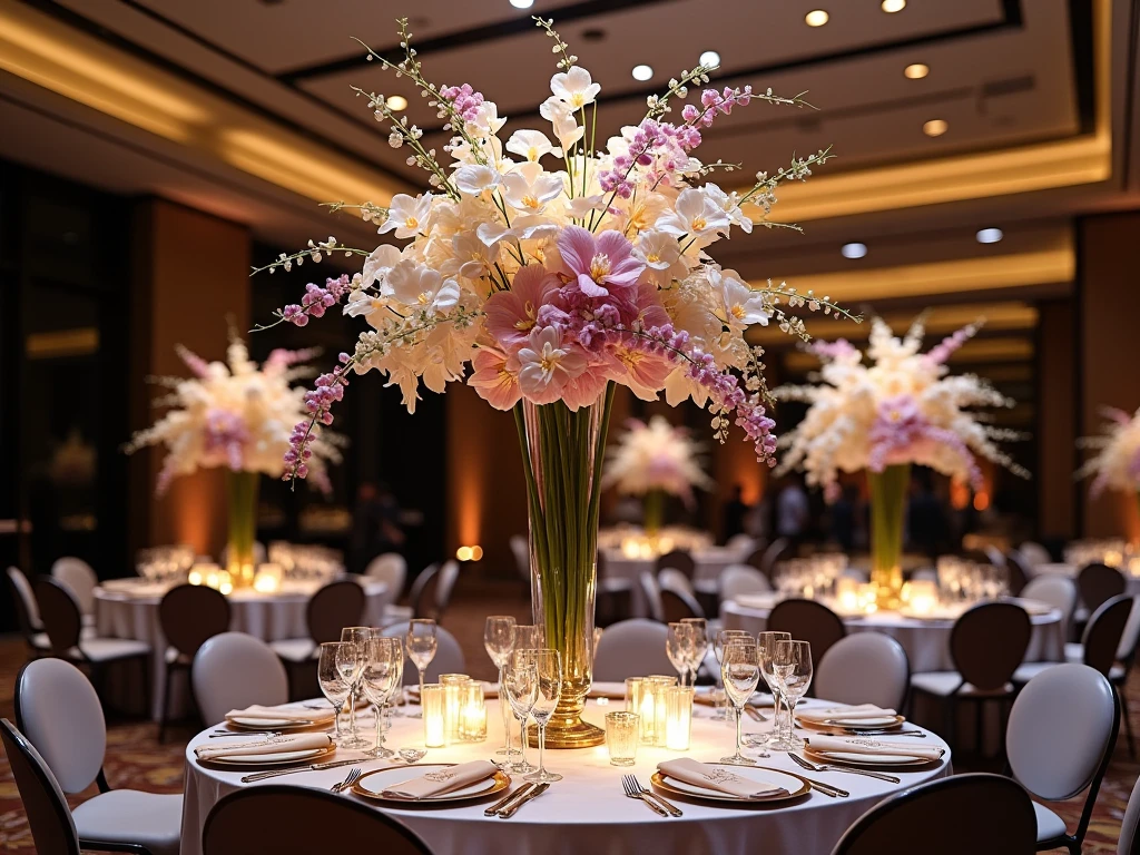 Corporate gala centerpiece by Drexalonaiazis